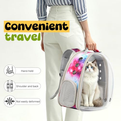 Back Extension Cat Travel Carrier Backpack (Galaxy Pink, Clear Window) - color: Galaxy Pink