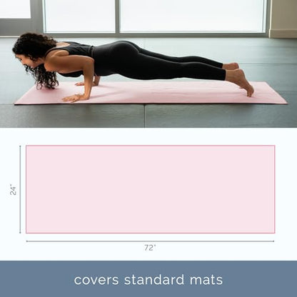 S&T INC. Yoga Mat Towel with Non-Slip Grip, Enhanced Silicone Grip, Soft and Absorbent for Gym, Pilates, and Hot Yoga Mat, 1 Pack, 24 inches x 72 inches, 340GSM, Pink - color: Pink
