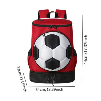 Soccer Backpack with Compartment for Shoes And Ball Holder for Travel And Gym - color: Red Black