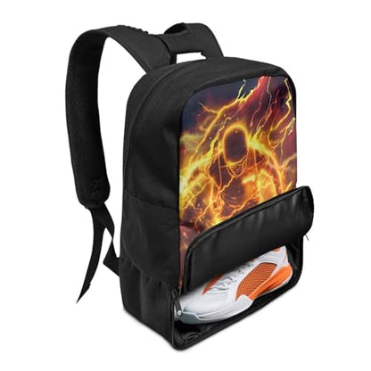 18.5in Basketball Backpack Basketball Bag with Shoe Compartment & Ball Holder, Waterproof Bag for Soccer Volleyball - color: Cool Figure Basketball Print