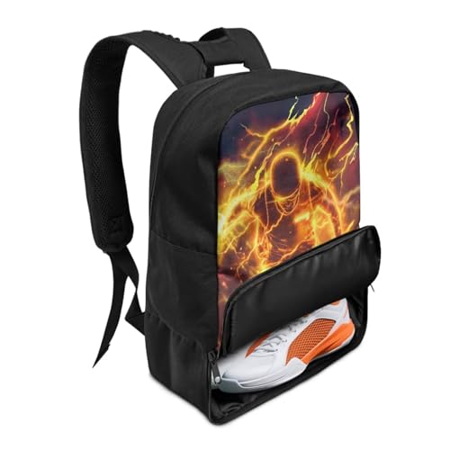 18.5in Basketball Backpack Basketball Bag with Shoe Compartment & Ball Holder, Waterproof Bag for Soccer Volleyball - color: Cool Figure Basketball Print