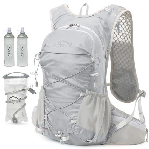 IX INOXTO Hydration Backpack, 18L Lightweight Hiking Backpack with 2L Water Bladder Daypack Women Men, Water Backpack Insulated Hydration Pack for Hiking, Running, Festival, Cycling - color: All Grey