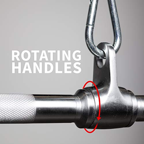 REP Fitness LAT Pulldown and Low Row Cable Machine Attachments and Functional Trainer Attachments – Curl Bar, D-Handle, Ankle Cuff, Tricep Rope, Sports Handle, Straight Bar, Row, Chinning Triangle - style: 48 Solid Lat Bar Pro Style