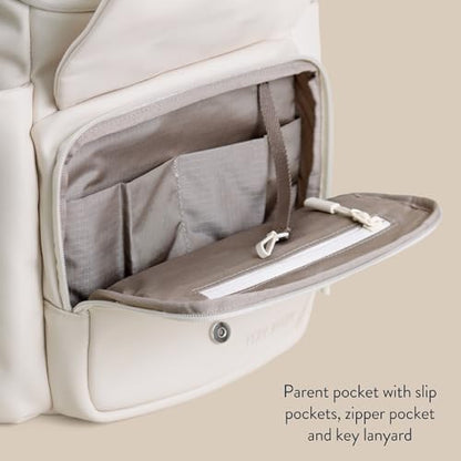 Itzy Ritzy Belong Bucket Backpack – Lightweight Diaper Bag Backpack Featuring 16 Pockets, Bucket Top Opening, Stroller Straps & Changing Pad – Organized and Stylish Everyday Family Backpack (Cream) - color: Bone