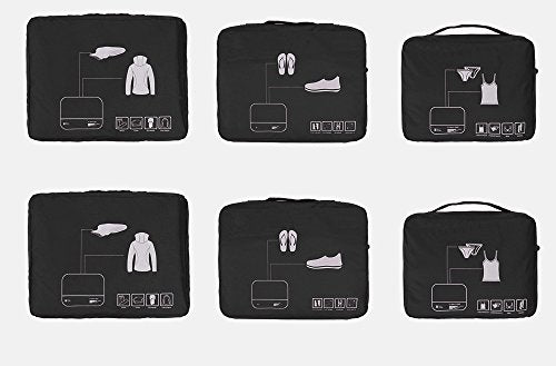 Packing Cubes Set Travel Luggage Organizers Suitcase Lightweight Accessories Black - color: Black