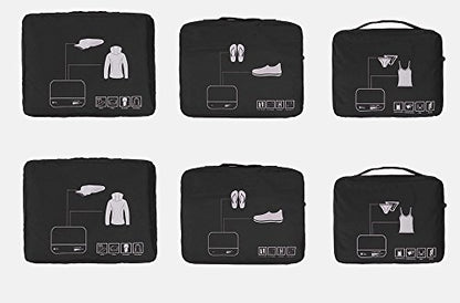 Packing Cubes Set Travel Luggage Organizers Suitcase Lightweight Accessories Black - color: Black