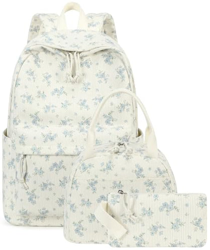 BTOOP School Backpacks for Teen Girls Bookbags Lightweight Kids Backpack School Bags Set with Lunch Box Pencil Case - color: Blue