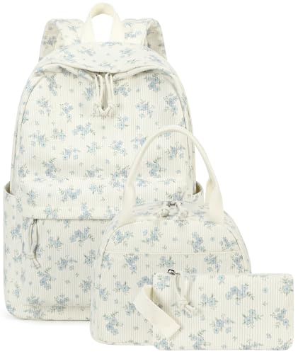BTOOP School Backpacks for Teen Girls Bookbags Lightweight Kids Backpack School Bags Set with Lunch Box Pencil Case - color: Blue