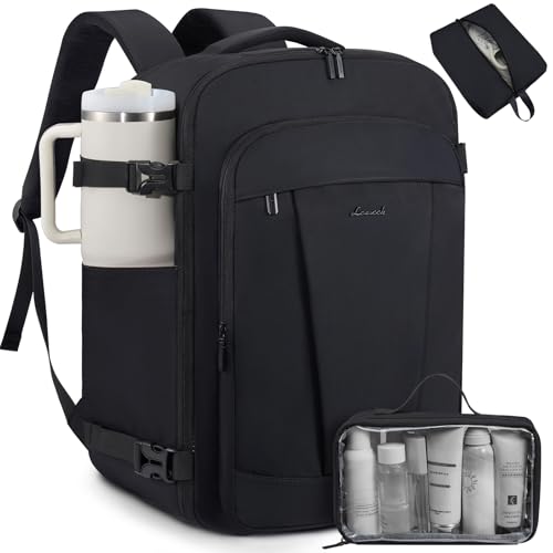 LOVEVOOK 40L Travel Backpack for Women & Men, Airline Approved Carry On Backpack, TSA Personal Item Bag fits 17.3 Inch Laptop, Waterproof Weekender Overnight Bags Suitcase for Work, Black - color: Black, size: 40L-17.3Inch-3Pcs