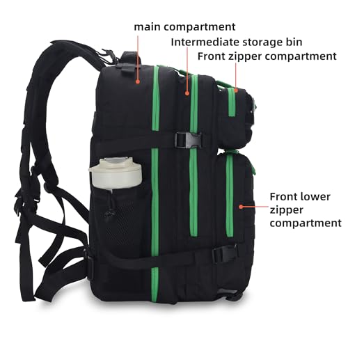 Lovelinks21 45L Tactical Assault Backpack - 3 Day Assault Pack with MOLLE Waterproof Rucksack (Back Green) - color: Back Green