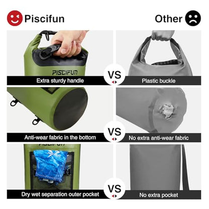 Piscifun Dry Bag, Waterproof Floating Backpack 10L/20L/30L/40L with Waterproof Phone Case for Boating, Kayaking, Fishing - color: Light Blue, style: 40l