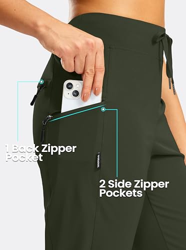 G Gradual Women's Capri Pants with 3 Zipper Pockets Lightweight Quick Dry Hiking Travel Capris Pants for Women Casual Summer - color: Olive, size: Medium