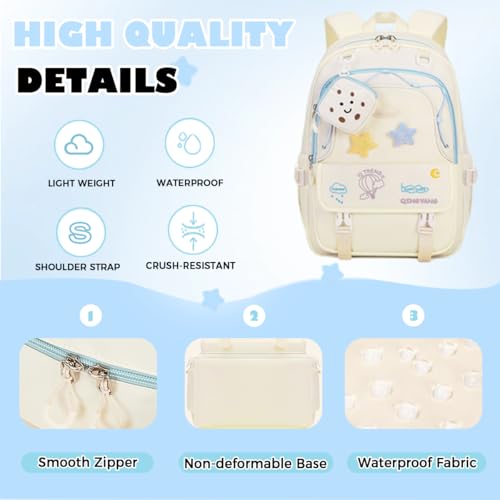 Girls Backpack Cute Star Bookbag for Elementary Middle School Kids Teens Kawaii Book Bag Preppy Y2k Aesthetic Back Pack 6-8 8-10 10-12 (Brown) - color: Brown