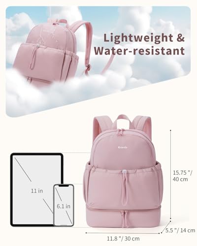 Ceneda Gym Backpack for Women, Cute Gym Bag with Shoe Compartment, Wet Pocket & Cup Holder, Puffer Dance Cheer Backpack - color: Pink, style: Taslon