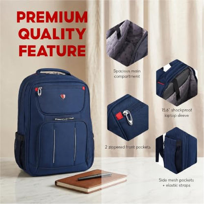 SAKOS Turbo 15.6 inch Laptop Backpack, Professional Travel Backpack Carry on Flight - TSA Approved, Water Resistant Luggage Backpack for Men & Women, College Backpack with Laptop Compartment - Blue - color: 5. Turbo - Blue