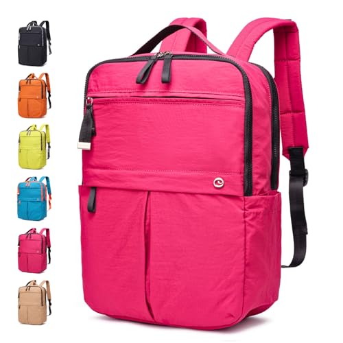 Travel Laptop Backpack for Women, Waterproof Lightweight Daypack with Multiple Pockets, Large Capacity Casual Work Backpack for Daily Use - color: Magenta