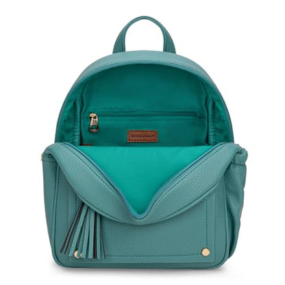 Mini Backpack Purse for Women Anti Theft Backpacks with Secured Zipper and Tassel - color: Mini Turquoise