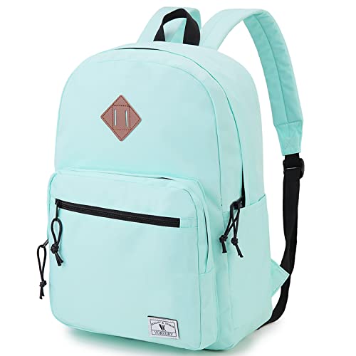 VX VONXURY Backpack for Men Women, Lightweight Kids School Bag, Classic Basic Laptop Bookbag for College Work Travel Hiking - color: Mint Green