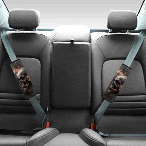 Forchrinse 2 PCS Fire Skull Auto Seat Belt Cover Strap Shoulder Pad for for Car,Truck,SUV,Backpack,Shoulder Bag - color: Fire Skull