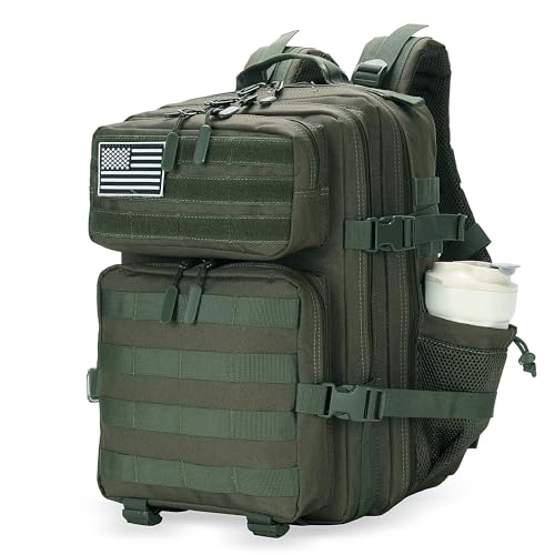 Lovelinks21 25L Military Tactical Backpack Small Assault Pack Molle Daypack for Men and Women for Work Travel Gym Outdoor Hiking Camping (Army Green) - color: Army Green