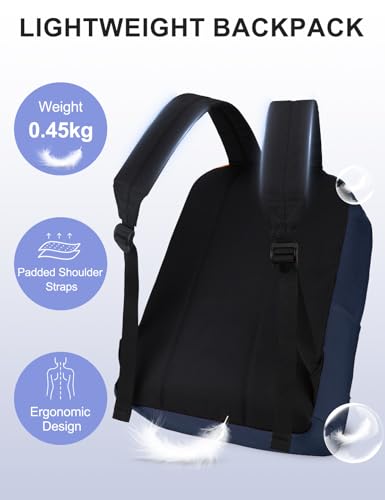 VASCHY Lightweight Backpack for School, Classic Basic Water Resistant Casual Daypack for Travel with Bottle Side Pockets (Navy) - color: Navy Blue