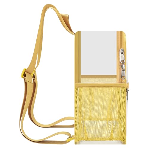 Oraben Clear Backpack Stadium Approved, 12 x 6 x 11 in, Small Transparent Backpack for Concerts, Sports Events, Festivals, Travel, Waterproof PVC, Adjustable Straps, Women Men - color: Gold, style: Nylon Shoulder Straps
