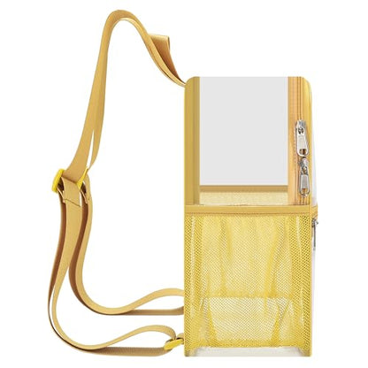 Oraben Clear Backpack Stadium Approved, 12 x 6 x 11 in, Small Transparent Backpack for Concerts, Sports Events, Festivals, Travel, Waterproof PVC, Adjustable Straps, Women Men - color: Gold, style: Nylon Shoulder Straps