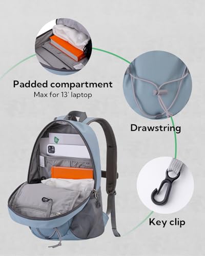WATERFLY 12L Small Hiking Backpack: Day Pack Lightweight Travel Bag Camping Fitness Cycling Outdoor Sports Daypack For Women Men - color: Light Blue