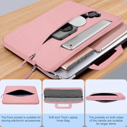 Hseok Laptop Shoulder Bag 15.6-16 inch Case,Water-Resistant Shockproof Computer Handbag with Small Case Compatible with MacBook Pro/Neo 16",Mac Air 15 M5, XPS 15/16 and most 15.6-16 PC,Pink - color: Pink, size: 15.6-16"