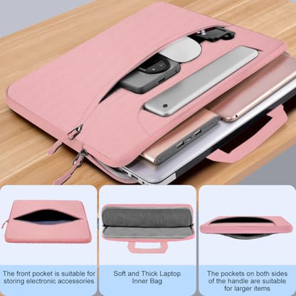 Hseok Laptop Shoulder Bag 15.6-16 inch Case,Water-Resistant Shockproof Computer Handbag with Small Case Compatible with MacBook Pro/Neo 16",Mac Air 15 M5, XPS 15/16 and most 15.6-16 PC,Pink - color: Pink, size: 15.6-16"