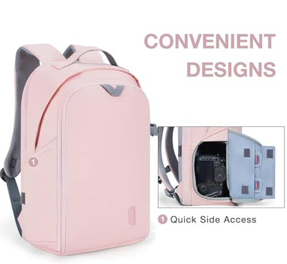 BAGSMART Camera Backpack, DSLR SLR Camera Bag Backpack Fits 15.6 Inch Laptop, Waterproof Camera Case for Photographers and Women,with Rain Cover,Tripod Holder,Pink - color: Pink, size: Large