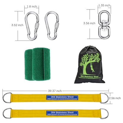 Safe Tree Swing Straps Hanging Kit with Two Alloy Carabiners 2,200lb Breaking Strength Easy and Fast Installation Swings or Hammocks (3.3ft) - size: 3.3ft