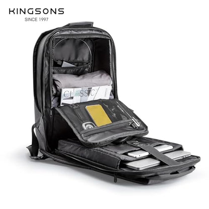 Kingsons Anti-Theft Laptop Backpack-TSA Lock Travel Slim Backpack with USB Charging,Waterproof Polyester Fits 15.6 Inch Laptop for Men Business Office Commuting Hiking Work Black - color: Ks3233w-a-us