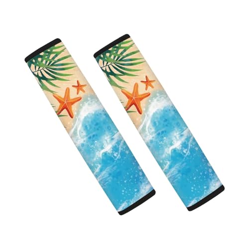 Forchrinse Orange Starfish Beach Car Seat Belt Cover 2 Pack Soft Comfort Automotive Seatbelt Pad Strap Shoulder Pads for Women Girls - color: Orange Starfish Beach