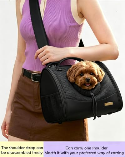 Small Dog Cat Chest Carrier Backpack,Adjustable Ventilated Front Facing Backpack Carrier for Small Dogs Cats Puppy,Airline Approved Lightweight Doggy Backpack for Travel Hiking Outdoor - color: Black