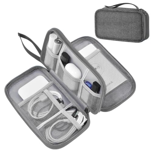 ZINMARK Portable Cable Organizer Case,Travel Pouch with Double-Layer Storage for Cables,Chargers,Earbuds & Phone,Dark Gray - color: Dark Gray