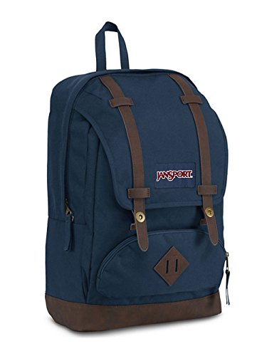 JanSport Cortlandt Laptop Backpack, Navy, 15” Laptop Sleeve-Synthetic Leather Shoulder Computer Bag with Large Compartment, Padded Straps- Rucksack for Men, Women - color: Navy