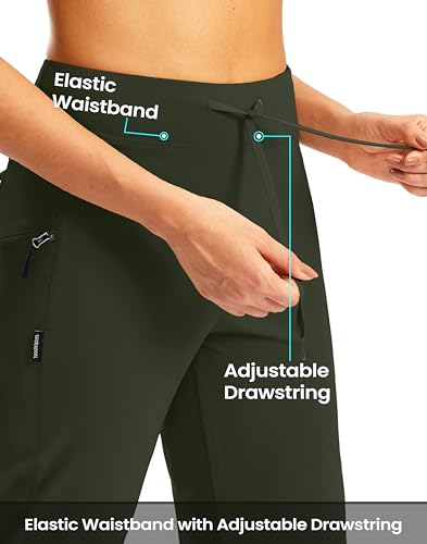 G Gradual Women's Capri Pants with 3 Zipper Pockets Lightweight Quick Dry Hiking Travel Capris Pants for Women Casual Summer - color: Olive, size: Medium