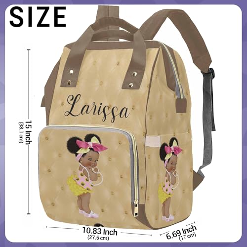 Custom Name Diaper Bag Backpack for Mom Personalized Black Afro Women Nappy Bag Casual Travel Daypack Customized Newborn Gift Yellow - color: 230112-10