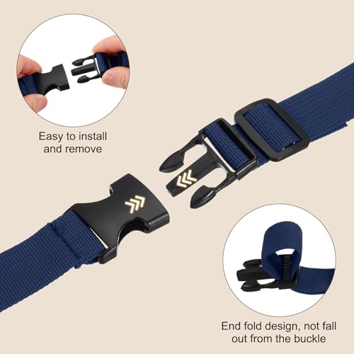 PATIKIL Utility Straps with Quick Release Buckle, (1 Inch x 8 Feet, Dark Blue) (3 Pcs) Adjustable Luggage Polyester Straps Backpack Webbing, Suit for Sleeping Bag/Camping/Hiking - color: Dark Blue, size: 1 Inch x 8 Feet