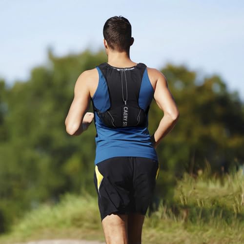 Lightweight Running Hydration Backpack, 1.5L Water Bag Running Vest | Marathon, Hiking Cycling, Breathable Adjustable Design, Unisex - color: Black