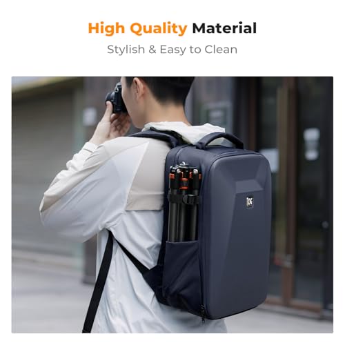 K&F CONCEPT Camera Backpack,Hardshell Photography DSLR Camera Bag with 15-15.6 Inch Laptop Compartment Hard Shell Camera Case Compatible with Canon/Nikon/Sony/DJI Mavic Drone - color: Deep Blue
