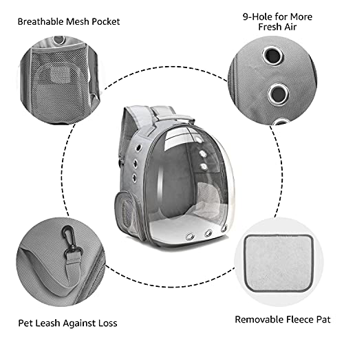 Henkelion Bubble Carrying Bag for Small Medium dogs Cats, Space Capsule Pet Hiking backpack, Airline Approved Travel carrier - Grey - color: Grey