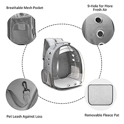 Henkelion Bubble Carrying Bag for Small Medium dogs Cats, Space Capsule Pet Hiking backpack, Airline Approved Travel carrier - Grey - color: Grey