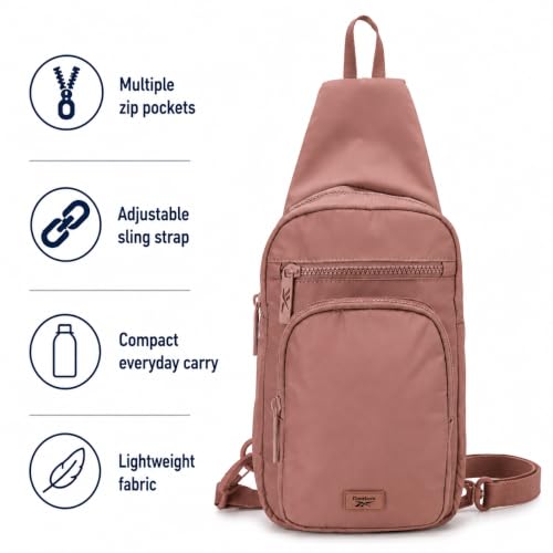 Reebok Unisex Crossbody Bag - Convertible Compact Durable Cross Body Bag for Women and Men - Gym and Travel Essentials, Size One Size, Cosmos Choco Malt - color: Cosmos Choco Malt