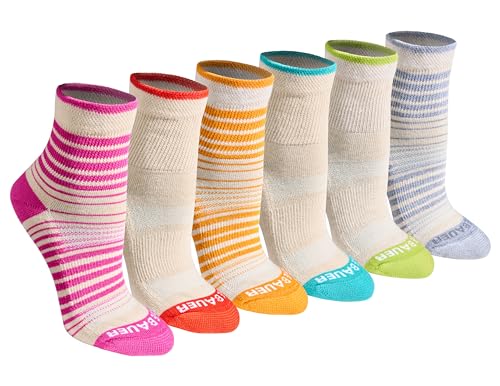 Eddie Bauer Women's Dura Dri Moisture Control 6-pair Quarter Socks - color: Bright Stripe Assorted (6 Pairs)