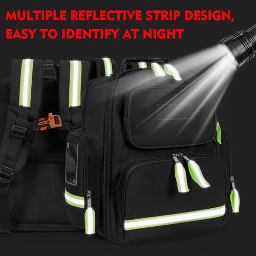 Gatycallaty First Aid Backpack Emergency Medical Backpacks Empty Waterproof Survival Bags Trauma Bag for Nurses Home Car (Black) - color: Black