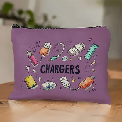 Plugs Cables & Chargers - Makeup Bag for Women Travel - Zipper Cosmetic Storage Bag with Vibrant Designs, Soft Fabric & Multi-Use Functionality (Gift for Birthdays, Graduation, Christmas) (Style G) - style: Style G