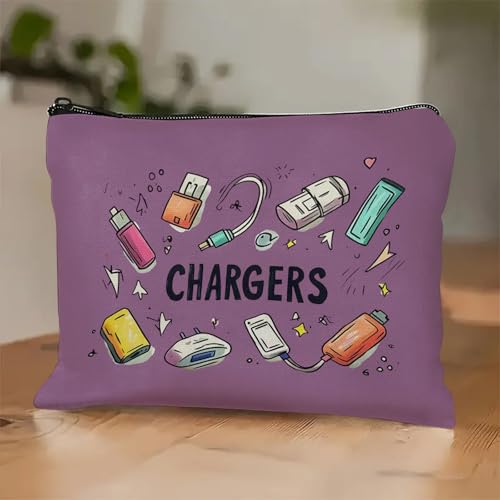 Plugs Cables & Chargers - Makeup Bag for Women Travel - Zipper Cosmetic Storage Bag with Vibrant Designs, Soft Fabric & Multi-Use Functionality (Gift for Birthdays, Graduation, Christmas) (Style G) - style: Style G