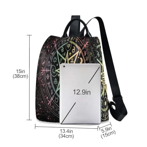 ALAZA Mandala Zodiac Wheel Of The Year Astrological Signs Outdoor Backpack Bags for Woman Ladies - color: Multi 4